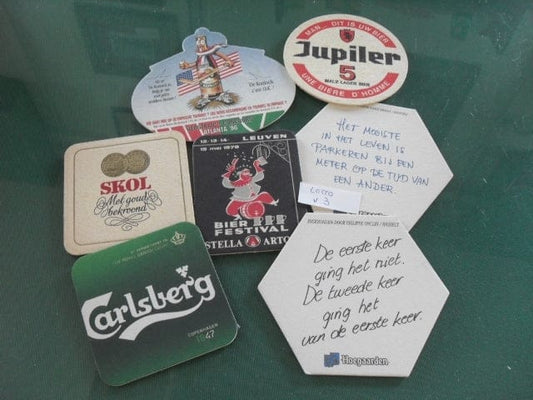 SETTE SOTTOBICCHIERI VINTAGE DA PUB BIRRA  SKOL STELLA ARTOIS JUPILER BEER MATS Categoria  Boccali