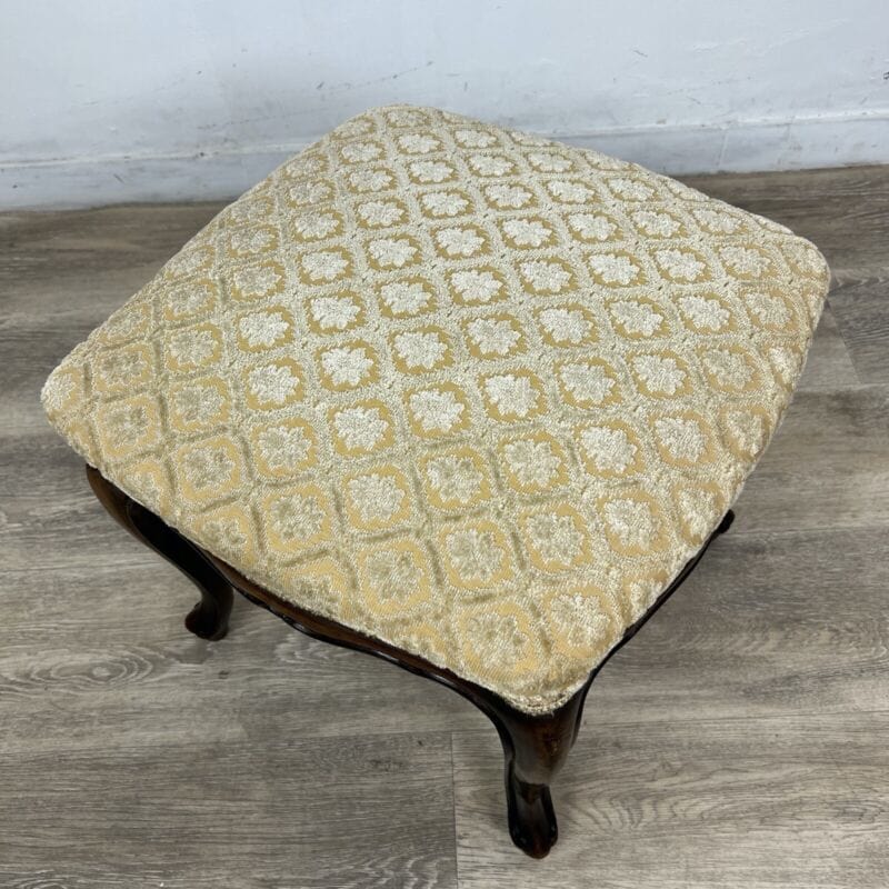 Pouf Sgabello Poggiapiedi Quadrato Crema Tessuto Pouff Piedi Legno 27x28cm  789861 