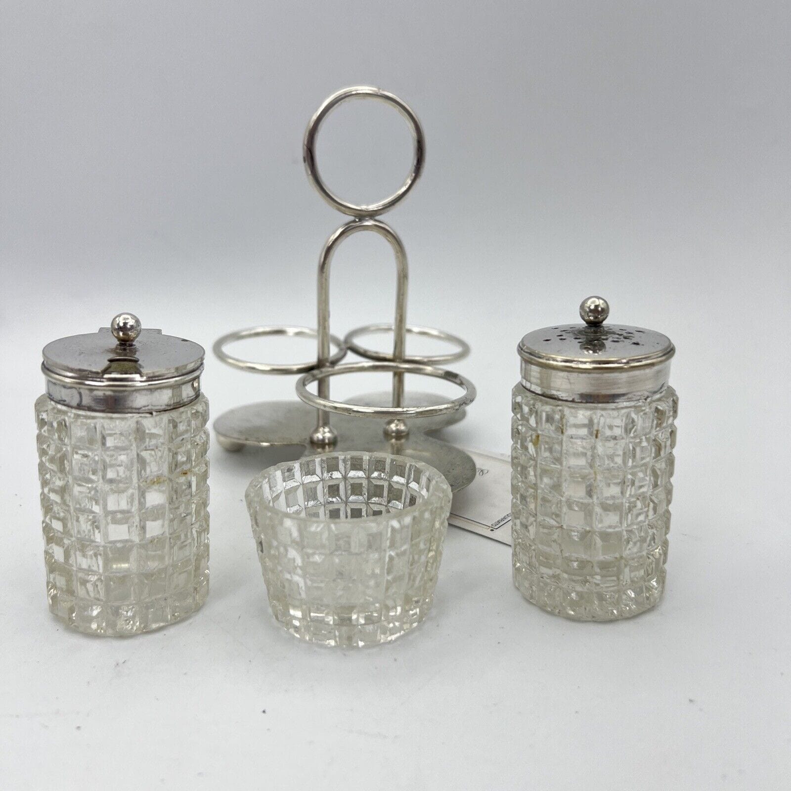 Silver Condiment set condimento in argento sheffield silver plated cristallo '30 Categoria  Sheffield & Argento