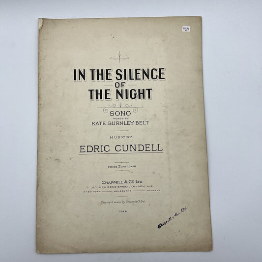 Spartito musicale Inglese In The Silence Of The Night  Edric Cundel  Pianoforte Categoria  Libri