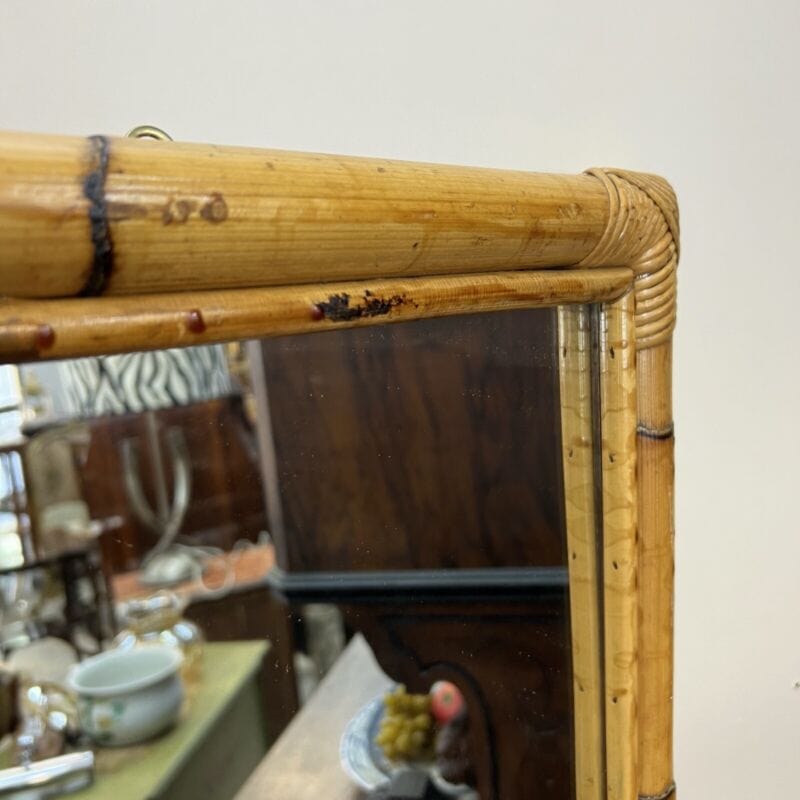 Specchio con cornice in legno di bambu e rattan vintage Modernariato anni 70 Categoria  Complementi d'arredo
