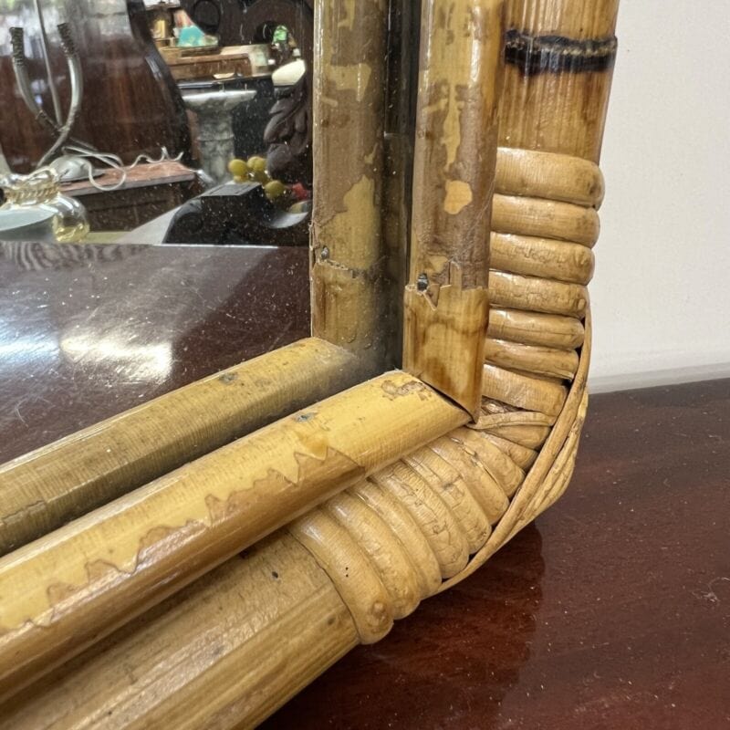 Specchio con cornice in legno di bambu e rattan vintage Modernariato anni 70 Categoria  Complementi d'arredo
