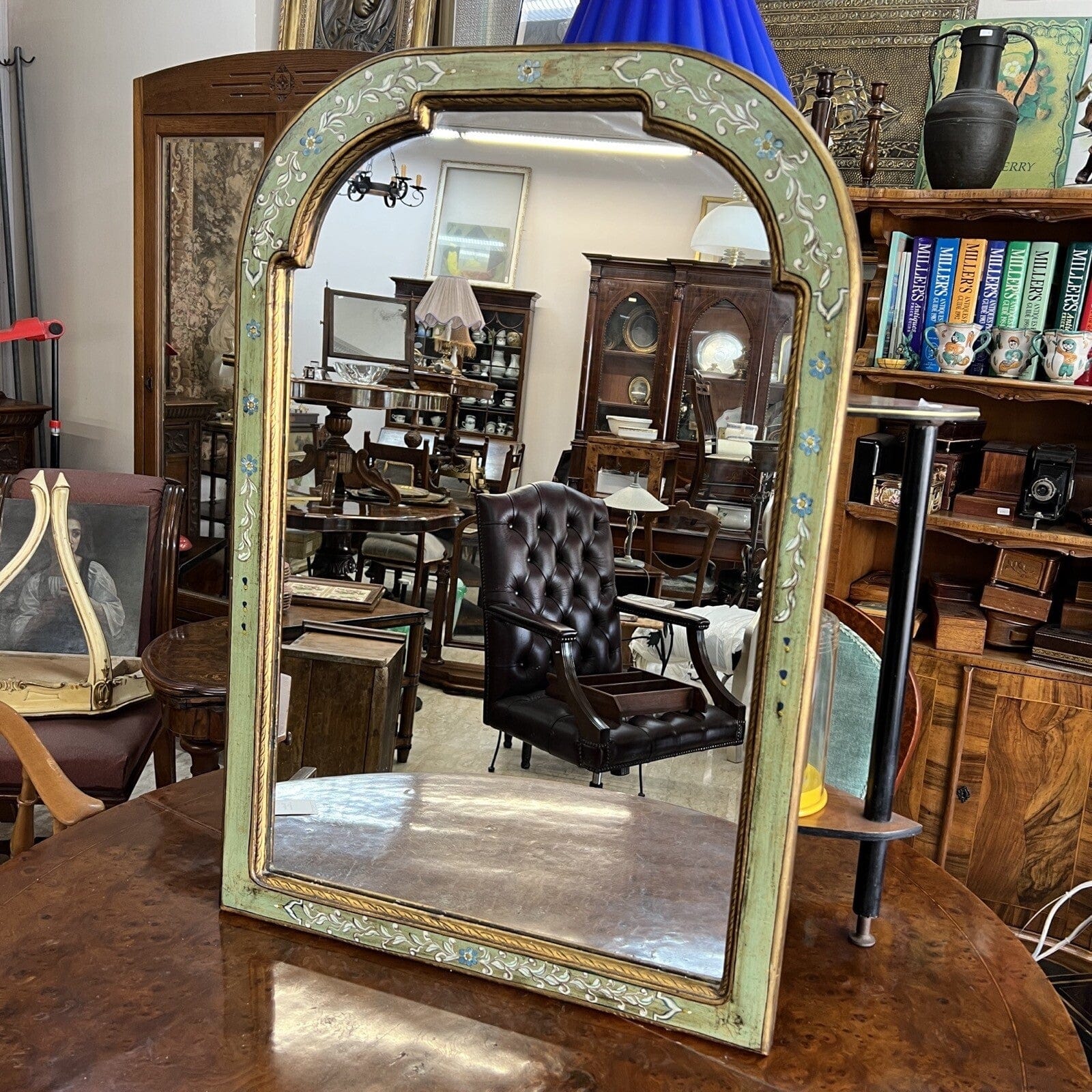 Specchio da parete stile Veneziano vintage antica specchiera Dipinta Verde Categoria  Specchi e Cornici