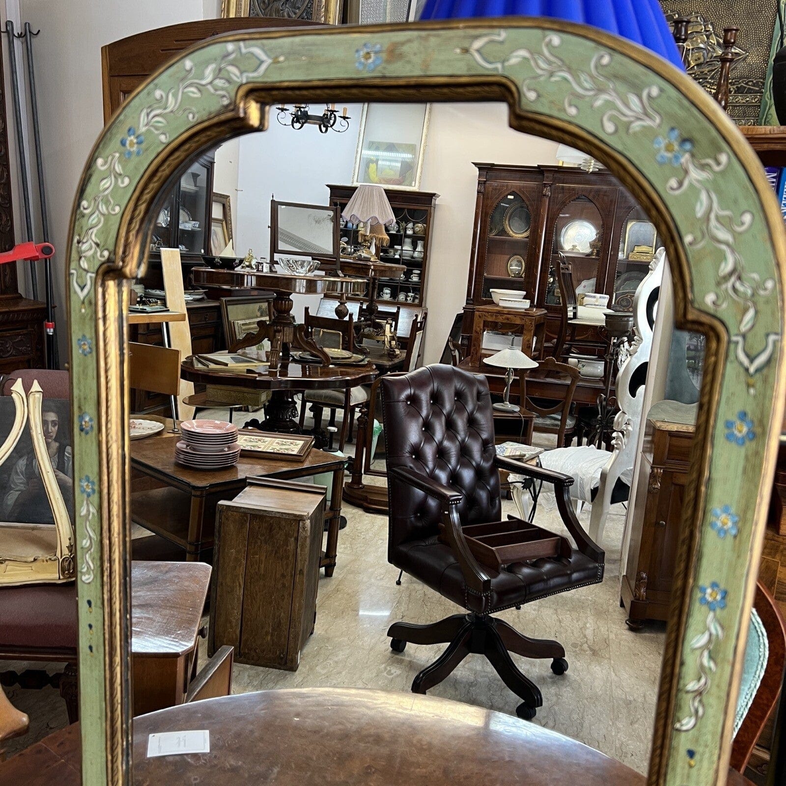 Specchio da parete stile Veneziano vintage antica specchiera Dipinta Verde Categoria  Specchi e Cornici