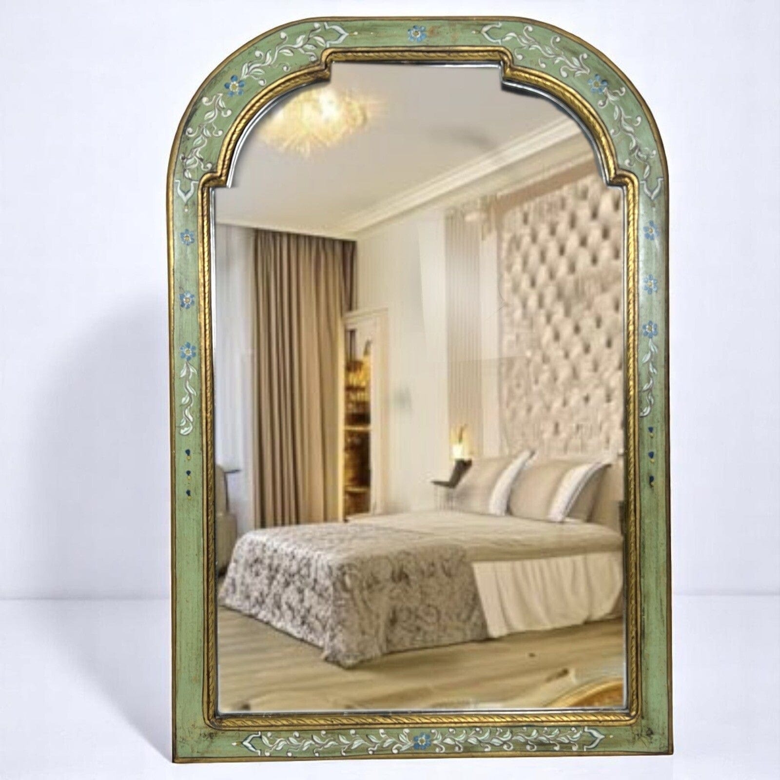 Specchio da parete stile Veneziano vintage antica specchiera Dipinta Verde Categoria  Specchi e Cornici