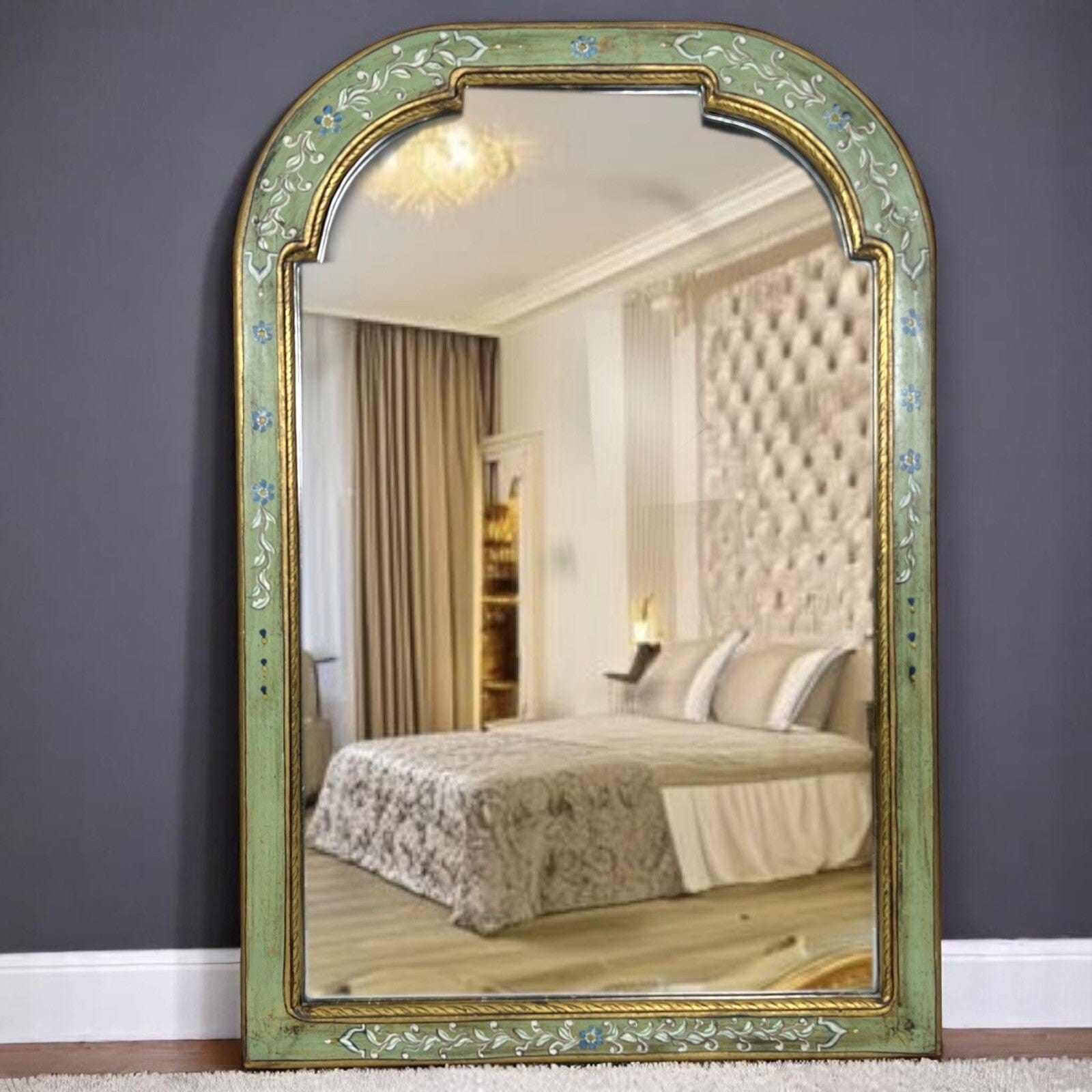 Specchio da parete stile Veneziano vintage antica specchiera Dipinta Verde Categoria  Specchi e Cornici