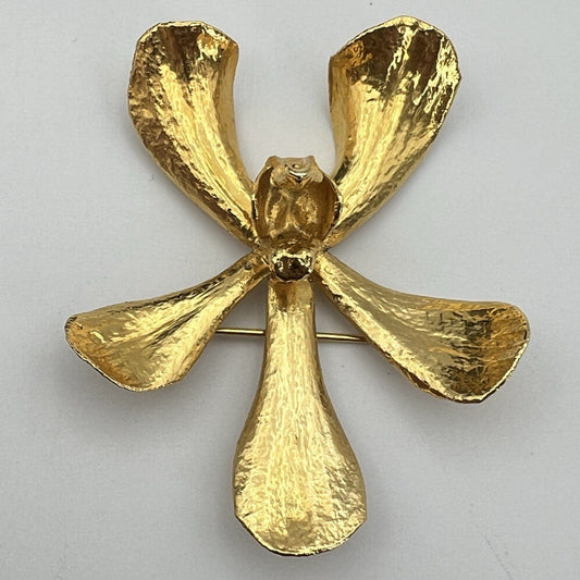 Spilla Elegante inglese Vintage da donna stile antica a forma Orchidea color Oro Categoria  Bigiotteria & Accessori