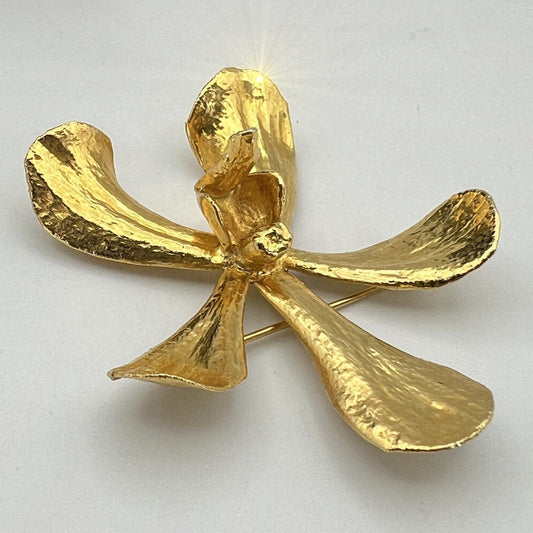 Spilla Elegante inglese Vintage da donna stile antica a forma Orchidea color Oro Categoria  Bigiotteria & Accessori
