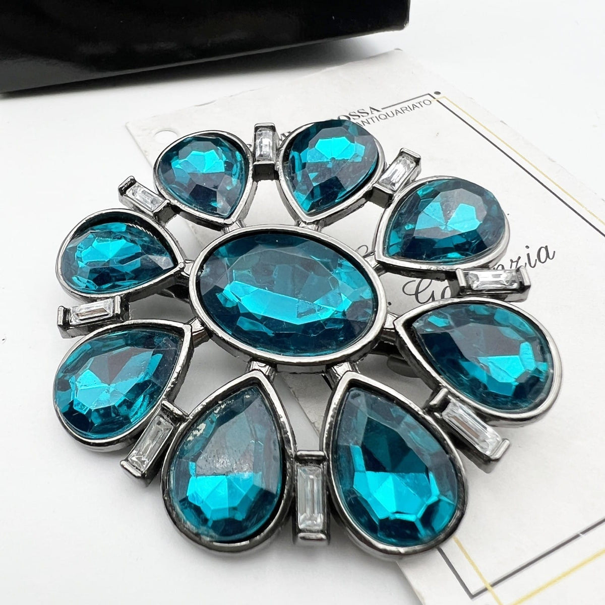 Spilla Elegante Inglese Vintage da donna stile antica Gioiello a Fiore Azzurra Categoria  Bigiotteria & Accessori