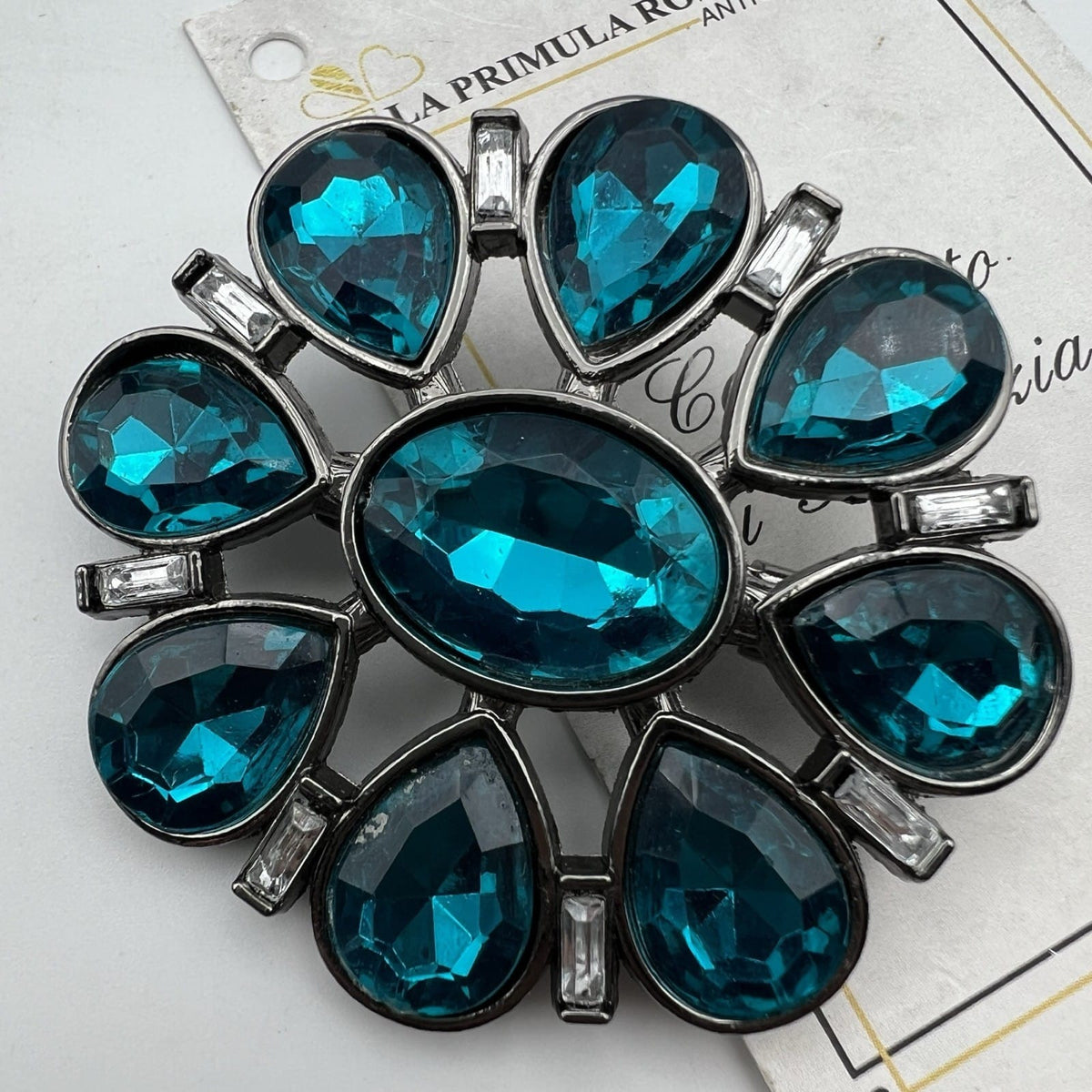 Spilla Elegante Inglese Vintage da donna stile antica Gioiello a Fiore Azzurra Categoria  Bigiotteria & Accessori