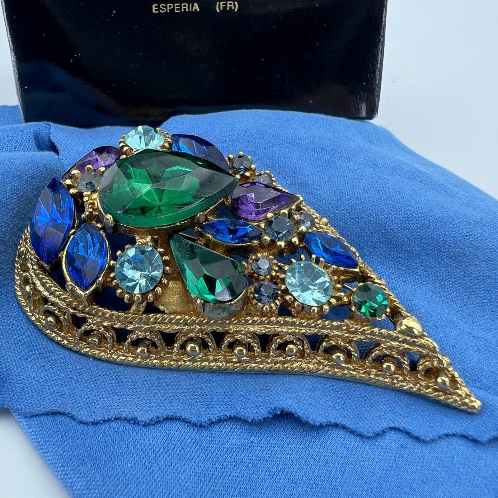 Spilla Elegante Inglese Vintage da donna stile antica Gioiello a Foglia Strass Categoria  Bigiotteria & Accessori