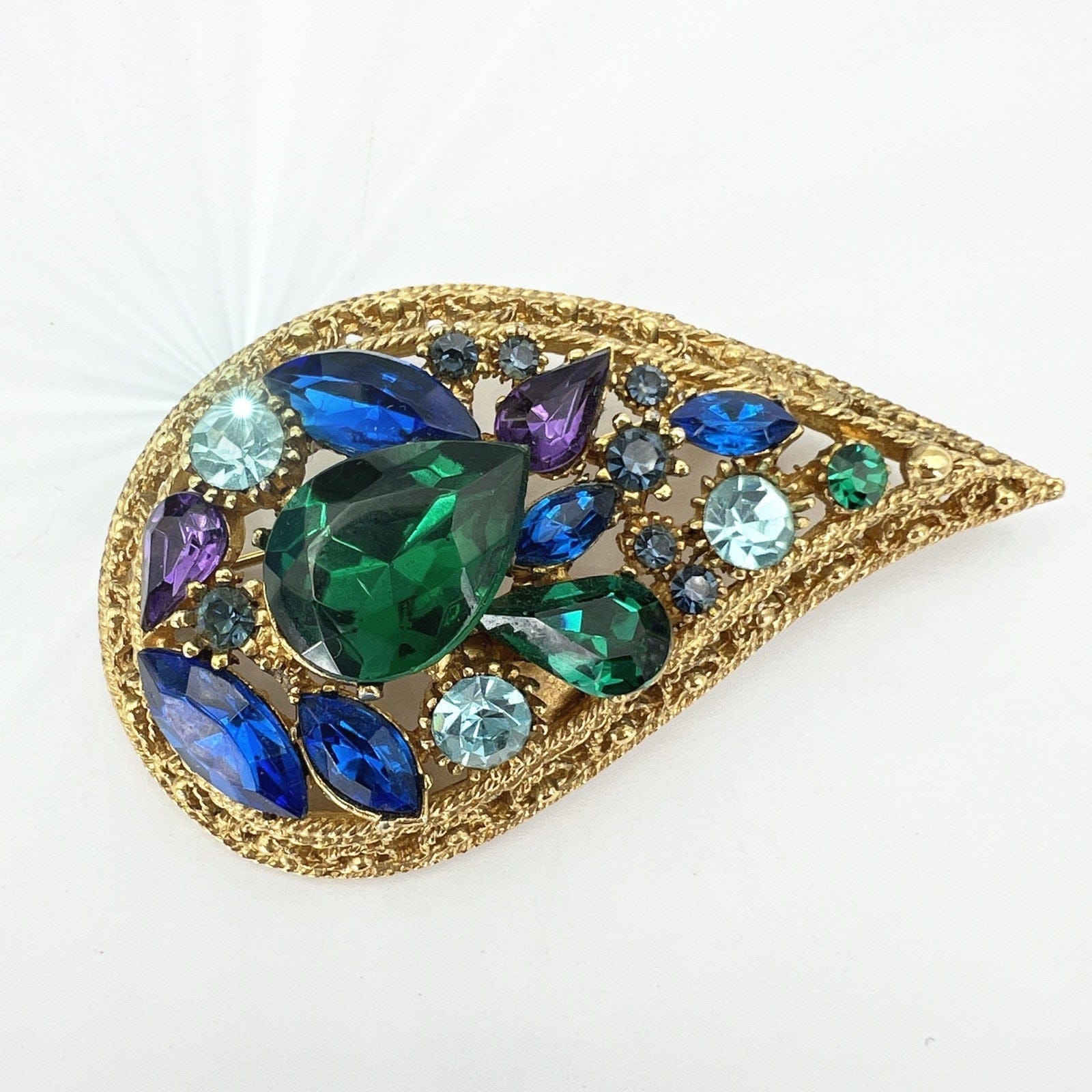 Spilla Elegante Inglese Vintage da donna stile antica Gioiello a Foglia Strass Categoria  Bigiotteria & Accessori