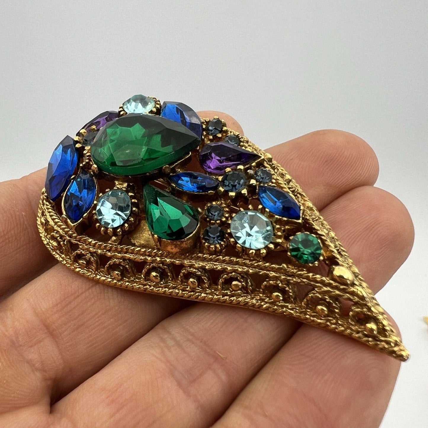 Spilla Elegante Inglese Vintage da donna stile antica Gioiello a Foglia Strass Categoria  Bigiotteria & Accessori