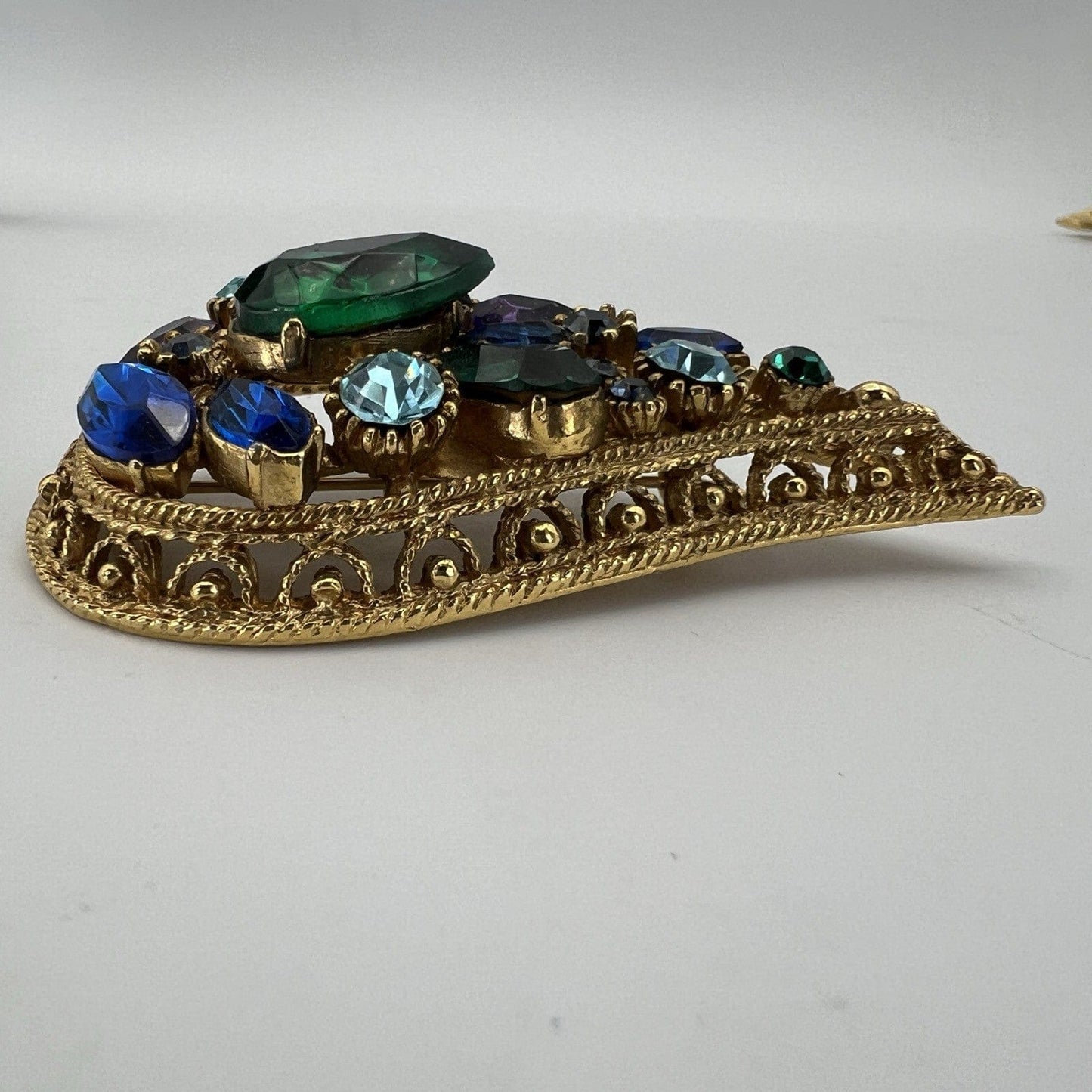 Spilla Elegante Inglese Vintage da donna stile antica Gioiello a Foglia Strass Categoria  Bigiotteria & Accessori