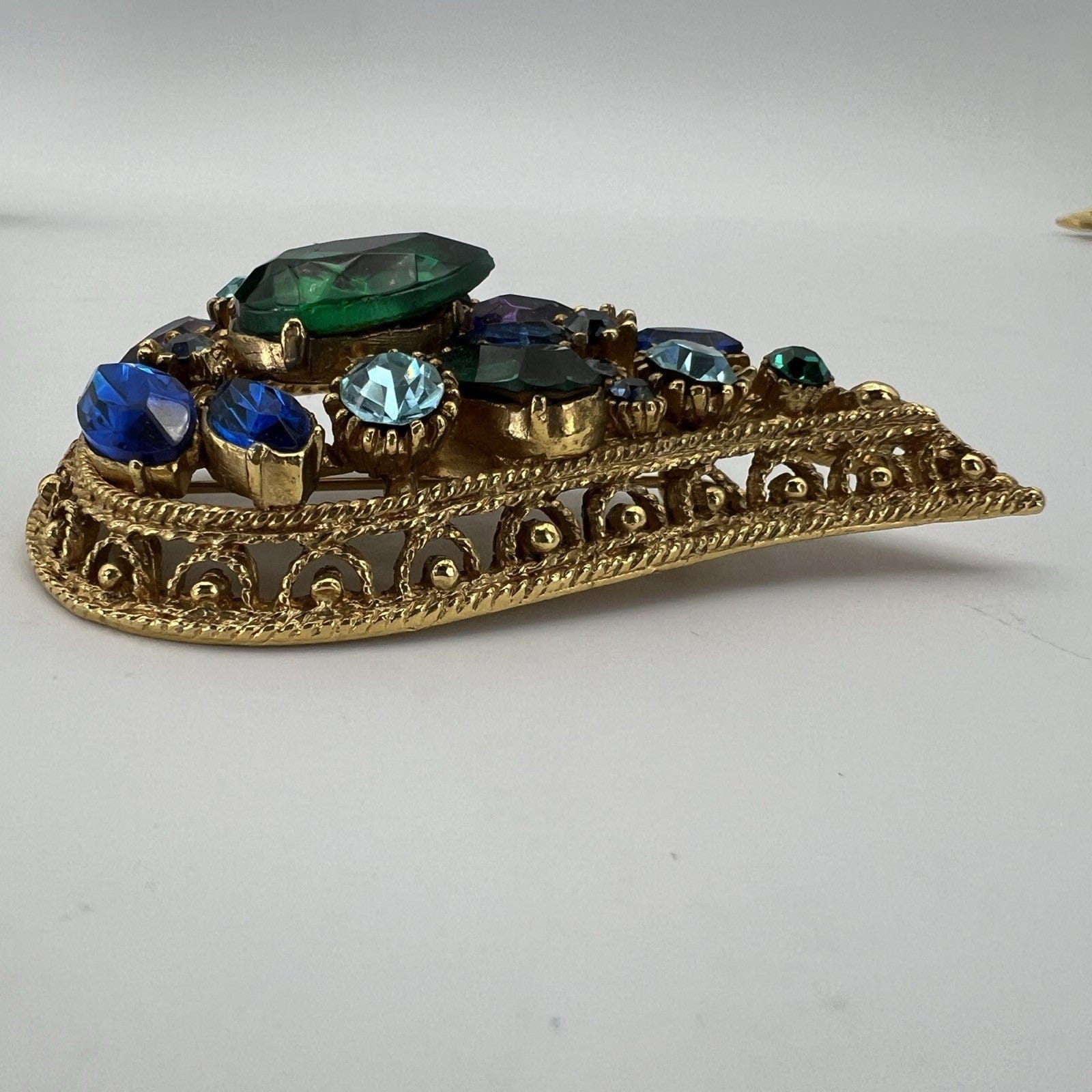 Spilla Elegante Inglese Vintage da donna stile antica Gioiello a Foglia Strass Categoria  Bigiotteria & Accessori