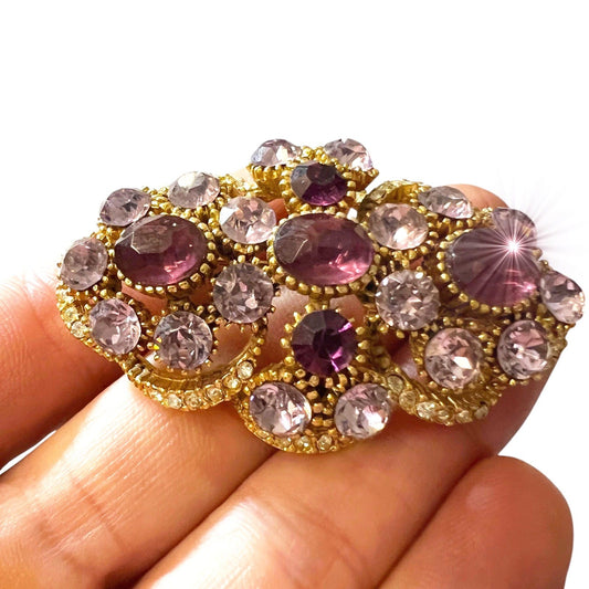 Spilla Elegante Inglese Vintage da donna stile antica Gioiello a Strass Viola Categoria  Bigiotteria & Accessori