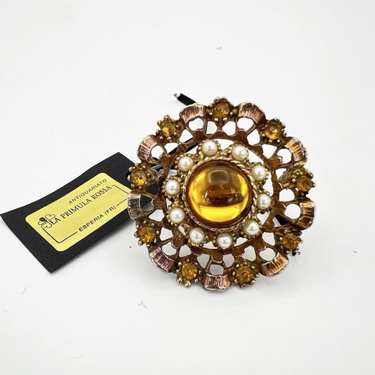 Spilla Elegante Inglese Vintage da donna stile antica Gioiello Color Ambra perle Categoria  Bigiotteria & Accessori