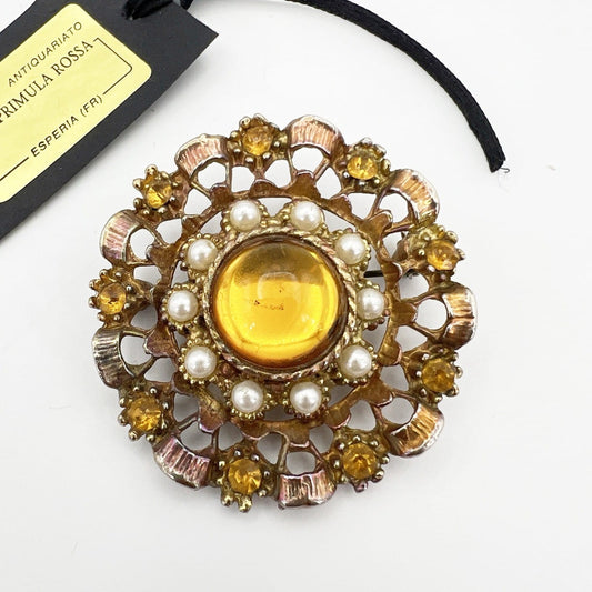 Spilla Elegante Inglese Vintage da donna stile antica Gioiello Color Ambra perle Categoria  Bigiotteria & Accessori