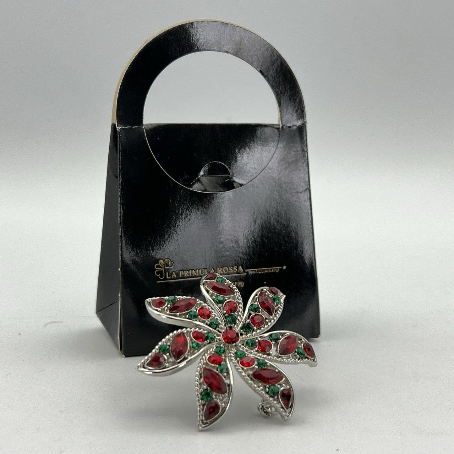 Spilla Elegante inglese Vintage da donna stile antica Gioiello Fiore Rosso Verde Categoria  Bigiotteria & Accessori