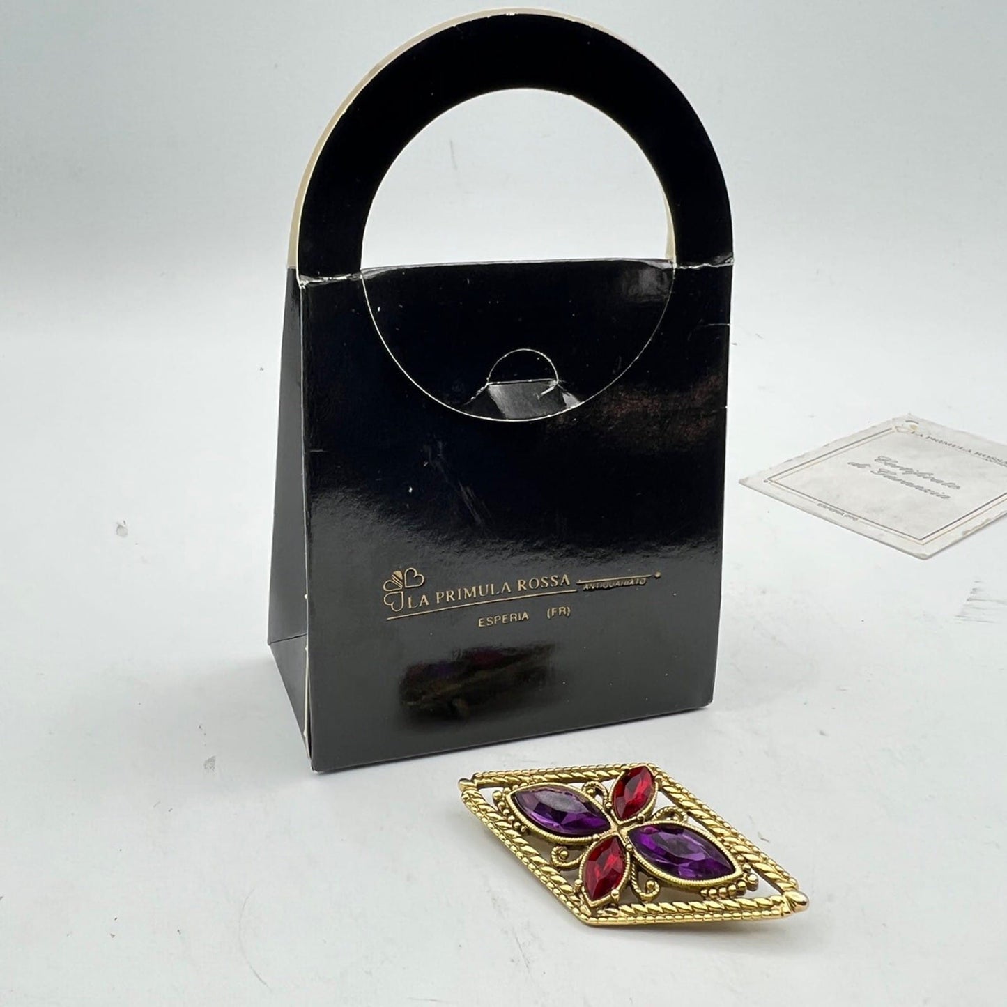 Spilla Elegante Inglese Vintage da donna stile antica Gioiello Oro Rosso Viola Categoria  Bigiotteria & Accessori