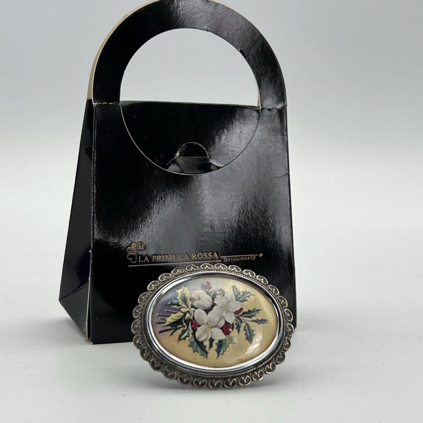 Spilla Elegante inglese Vintage da donna stile antica Ovale Agrifoglio Dicembre Categoria  Bigiotteria & Accessori