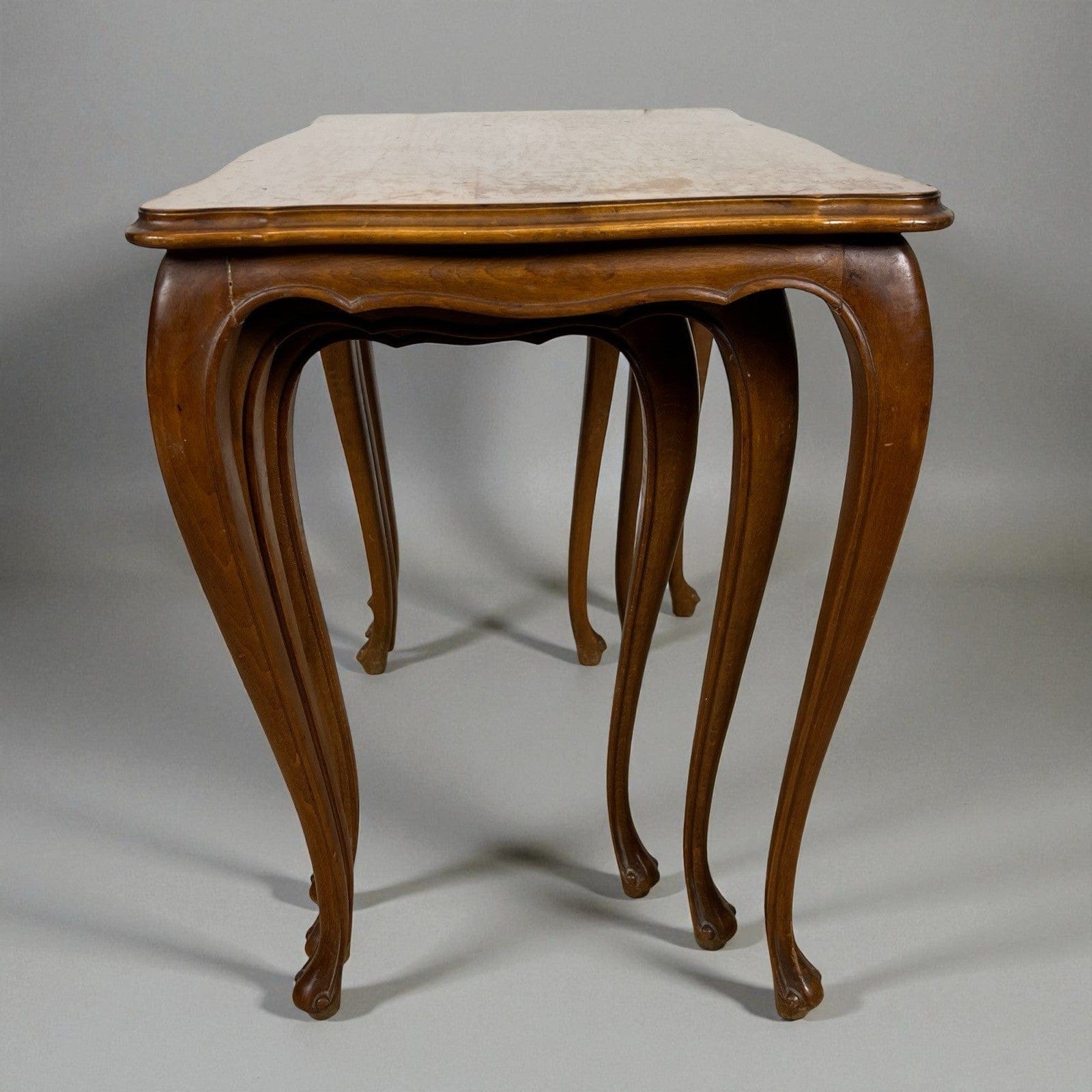 Tavolini tavolo antico trittico da salotto basso in legno piano Noce Biondo 900 Categoria  Tavoli - tavolinetti