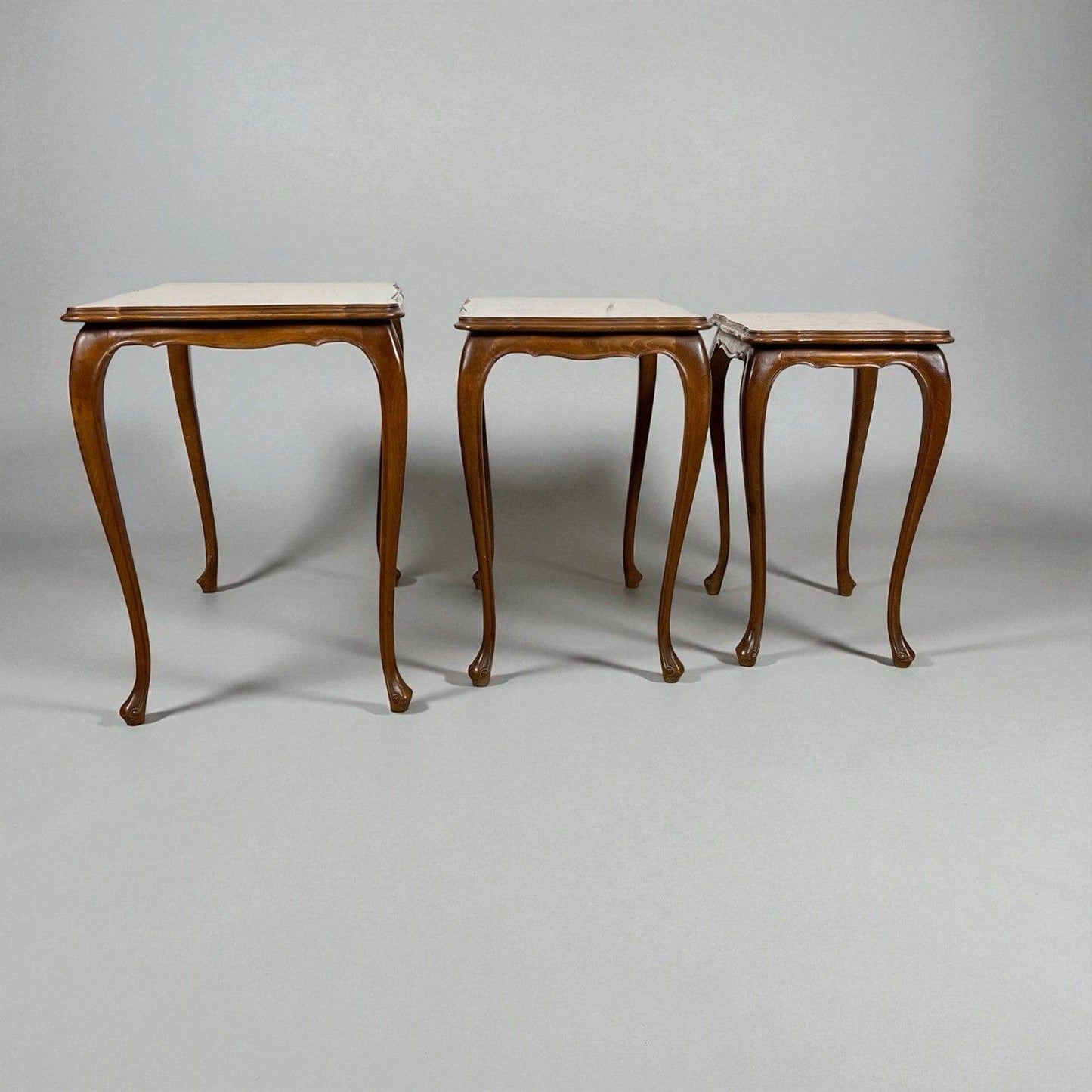 Tavolini tavolo antico trittico da salotto basso in legno piano Noce Biondo 900 Categoria  Tavoli - tavolinetti