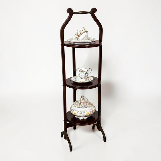 Tavolino antico a tre ripiani in legno etagere pieghevole porta dolci cake stand Categoria  Tavoli - tavolinetti