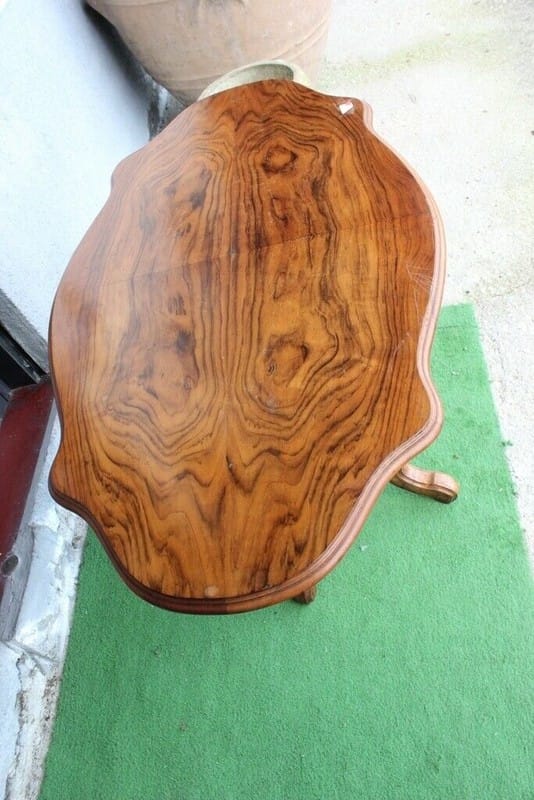 Tavolino tavolo antico da salotto per soggiorno in legno ovale a biscotto 800 Categoria  Tavoli - tavolinetti