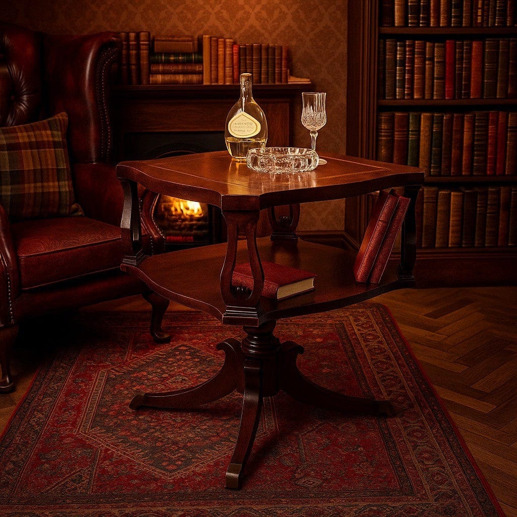 Tavolino tavolo basso antico da salotto con piano in pelle stile Regency vintage Categoria  Tavoli - tavolinetti