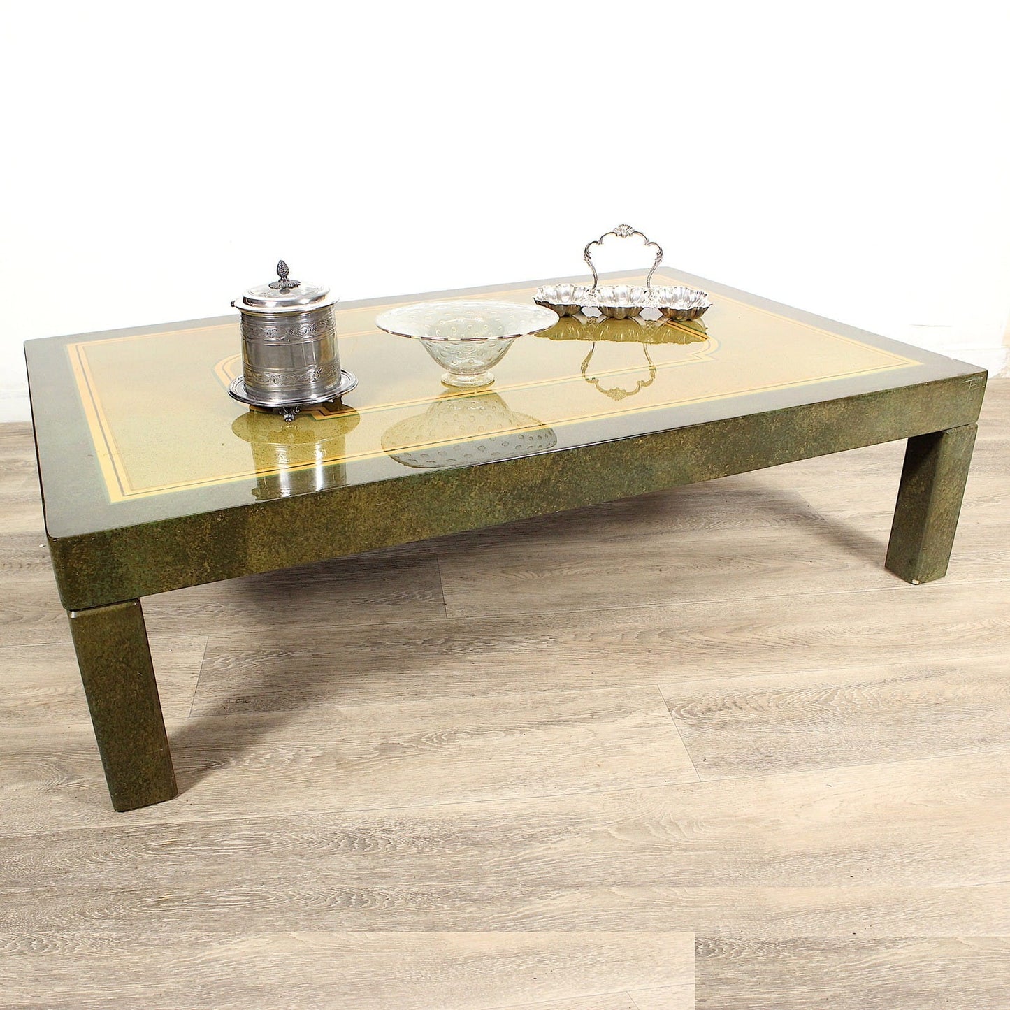 Tavolino tavolo da salotto basso vintage di modernariato anni 70 space age verde Categoria  Tavoli - tavolinetti
