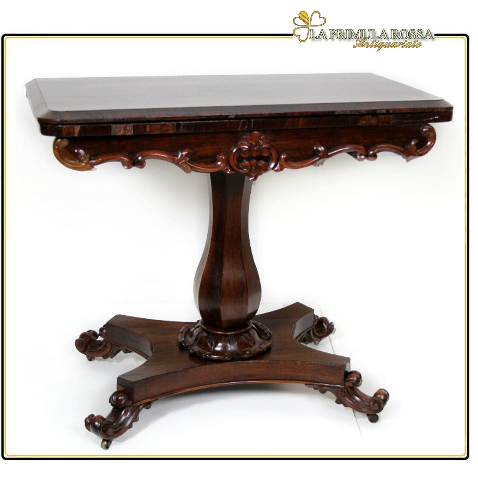 TAVOLO DA GIOCO ANTICO IN LEGNO DI PALISSANDRO CONSOLLE  VICTORIAN  CARD TABLE Categoria  Tavoli - tavolinetti