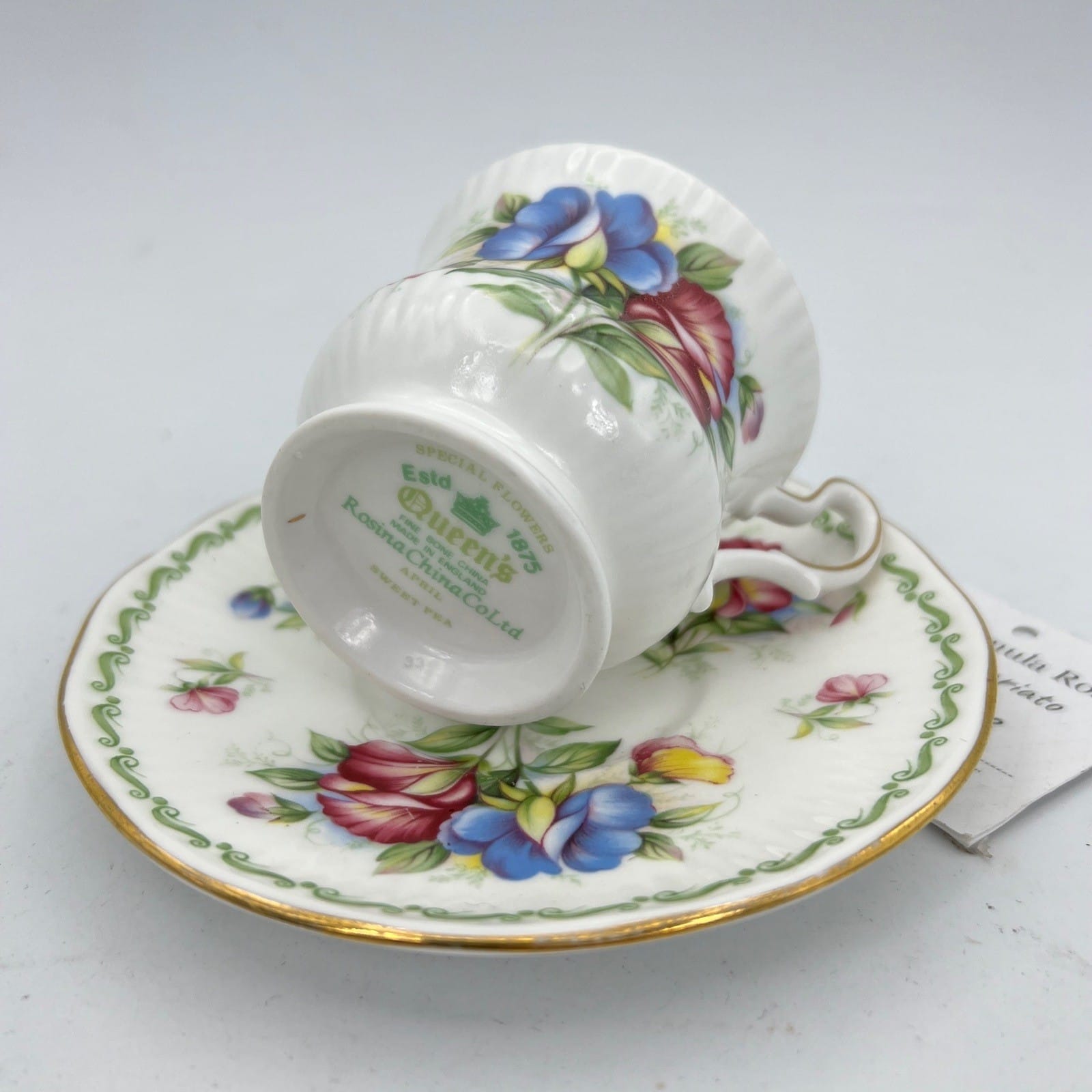 Tazza da caffè in porcellana Queen's con mese tazzina inglese Aprile 900 Rosina Categoria  Servizio tazze - Tazze