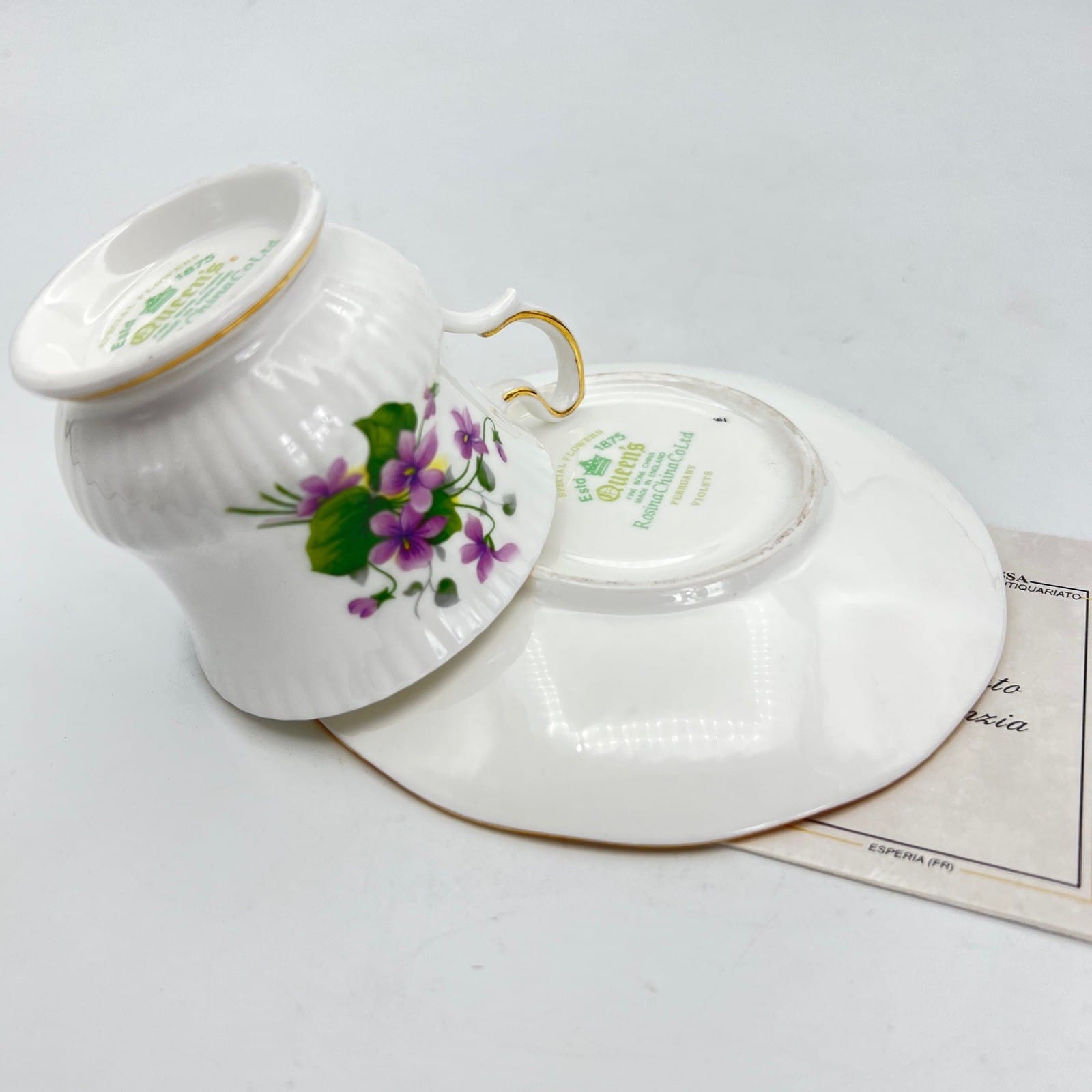 Tazza da caffè in porcellana Queen's con mese tazzina inglese Febbraio 900 Categoria  Servizio tazze - Tazze