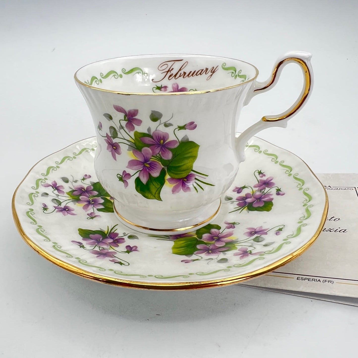 Tazza da caffè in porcellana Queen's con mese tazzina inglese Febbraio 900 Categoria  Servizio tazze - Tazze