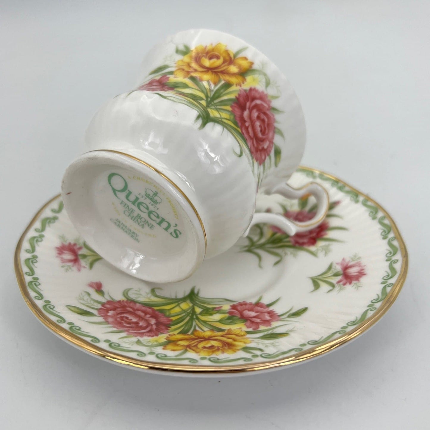 Tazza da caffè in porcellana Queen's con mese tazzina inglese GENNAIO 900 Categoria  Servizio tazze - Tazze