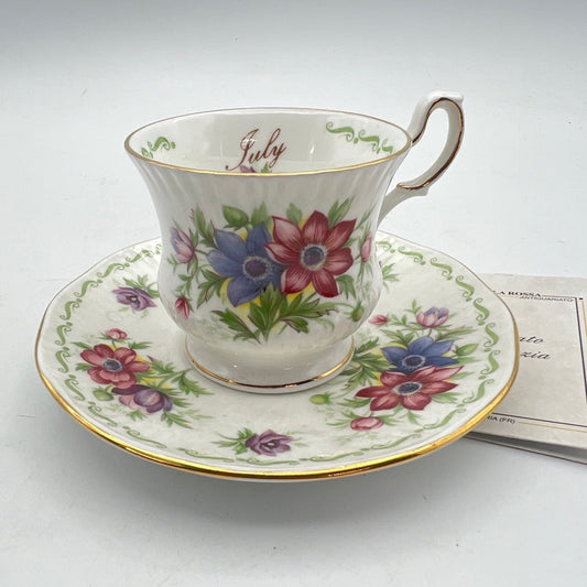 Tazza da caffè in porcellana Queen's con mese tazzina inglese Luglio Rosina Categoria  Servizio tazze - Tazze