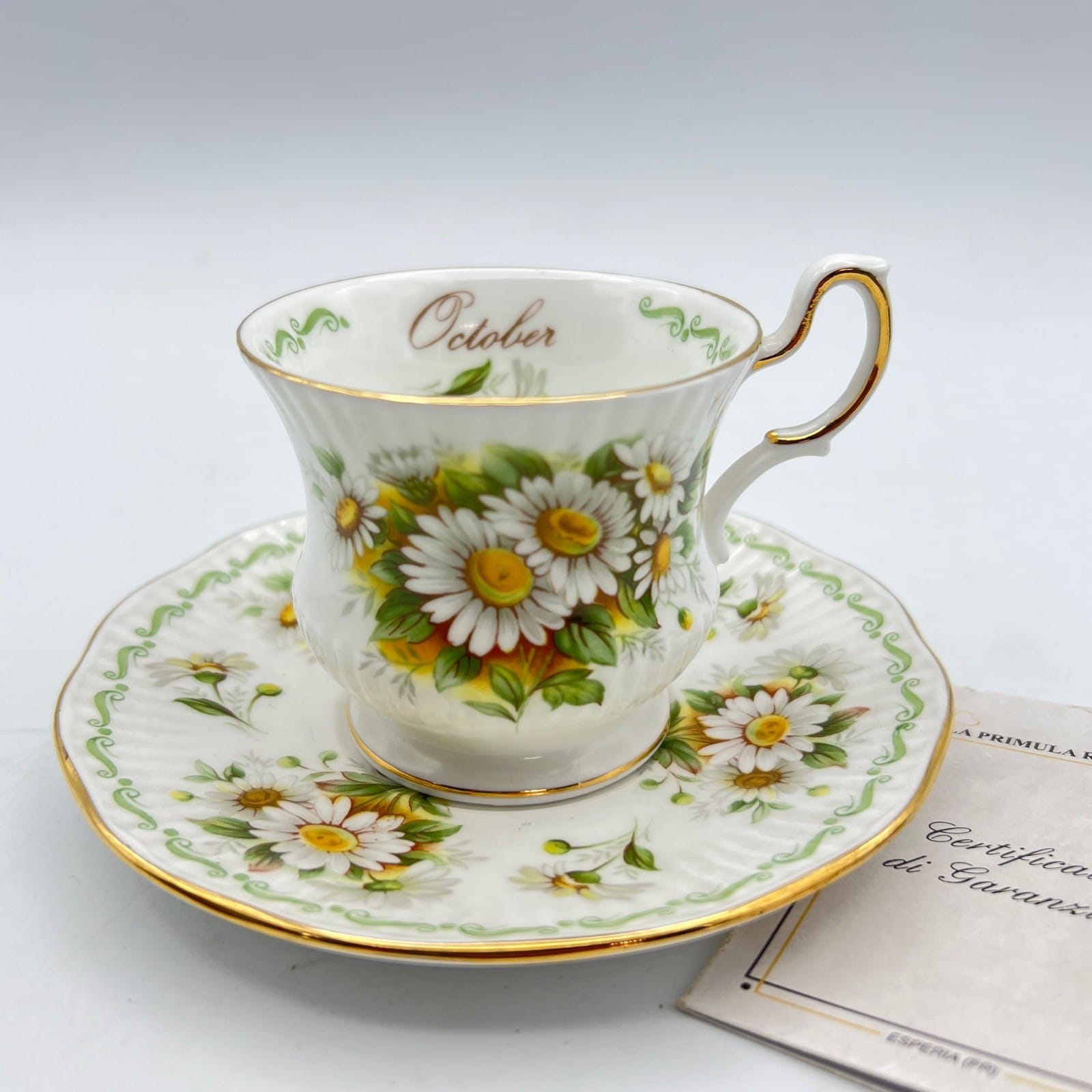 Tazza da caffè in porcellana Queen's con mese tazzina inglese Ottobre 900 rosina Categoria  Servizio tazze - Tazze