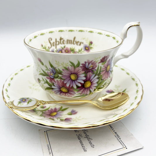 Tazza da Colazione Royal Albert Tazzone con mese SETTEMBRE Completa Cucchiaino Categoria  Servizio tazze - Tazze