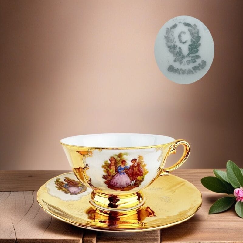 Tazza da tè the antica in porcellana Bavaria tazze tazzina oro con piattino Categoria  Servizio tazze - Tazze