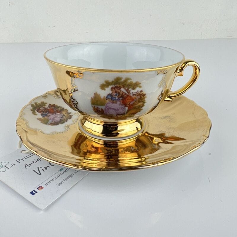 Tazza da tè the antica in porcellana Bavaria tazze tazzina oro con piattino Categoria  Servizio tazze - Tazze