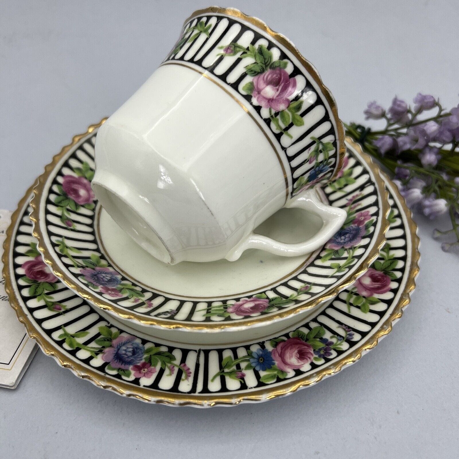 Tazza da tè the antica trio con piattino in porcellana vintage Inglese Art Deco Categoria  Servizio tazze - Tazze
