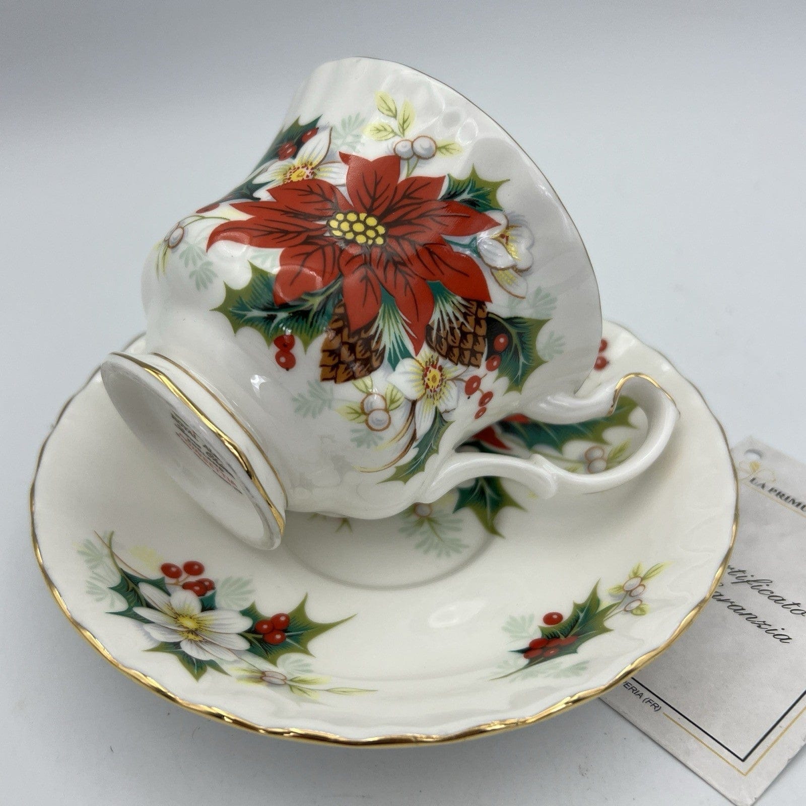 Tazza da tè The in porcellana Royal Albert tazzina inglese Poinsettia Natale '70 Categoria  Servizio tazze - Tazze