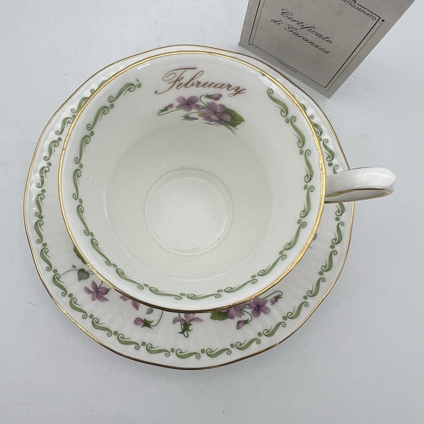 Tazza da the per tè in porcellana Queen's con mese tazzina inglese Febbraio 900 Categoria  Servizio tazze - Tazze