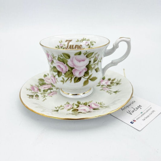 Tazza da the tè in porcellana con mese tazzina stile inglese GIUGNO 900 Fiori Categoria  Servizio tazze - Tazze