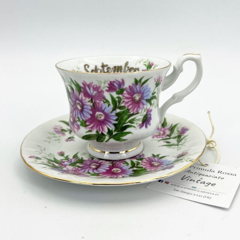 Tazza da the tè in porcellana con mese tazzina stile inglese SETTEMBRE 900 Fiori Categoria  Servizio tazze - Tazze