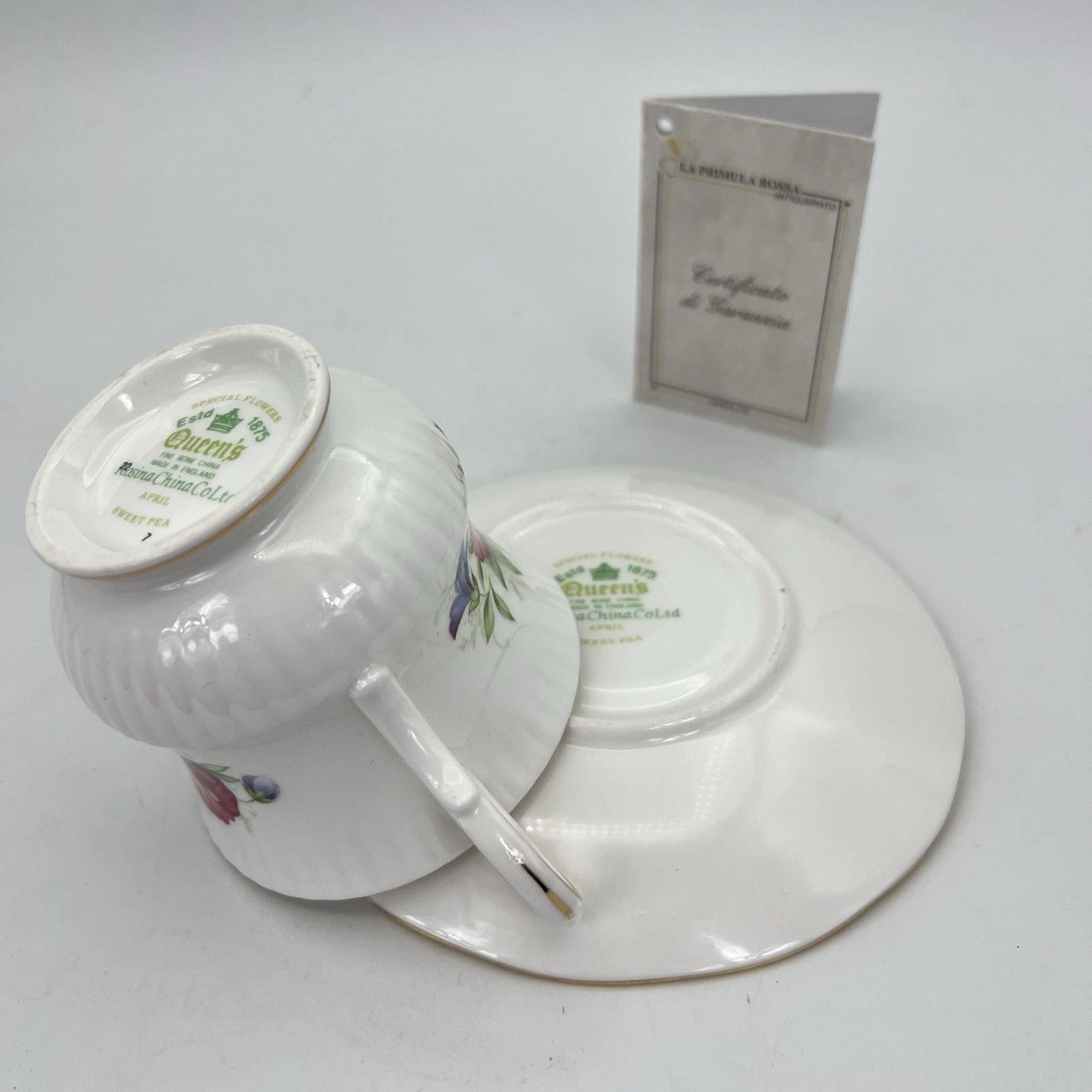 Tazza da the tè in porcellana Queen's con mese tazzina inglese Aprile 900 Categoria  Servizio tazze - Tazze