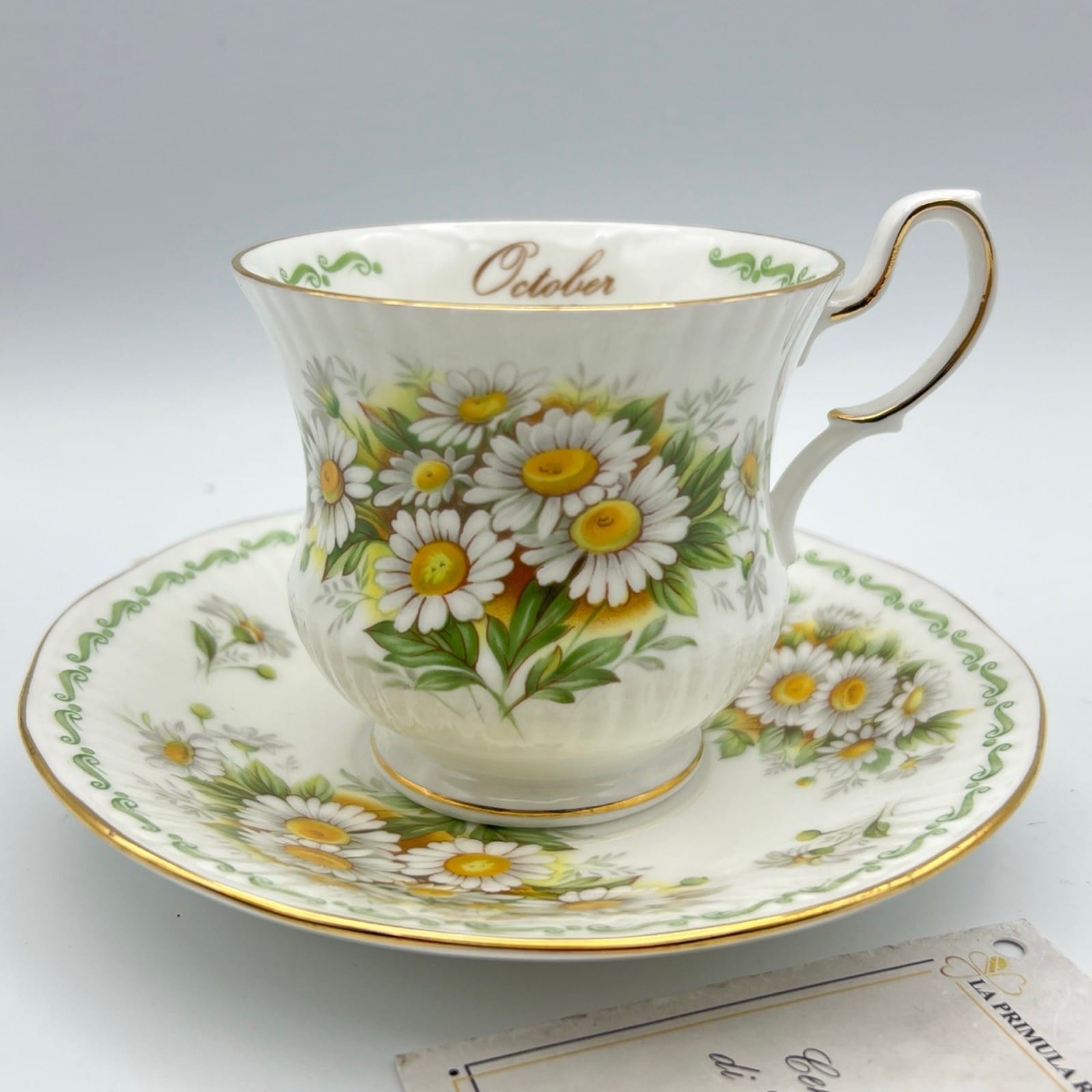 Tazza da the tè in porcellana Queen's con mese tazzina inglese Ottobe Rosina Categoria  Servizio tazze - Tazze