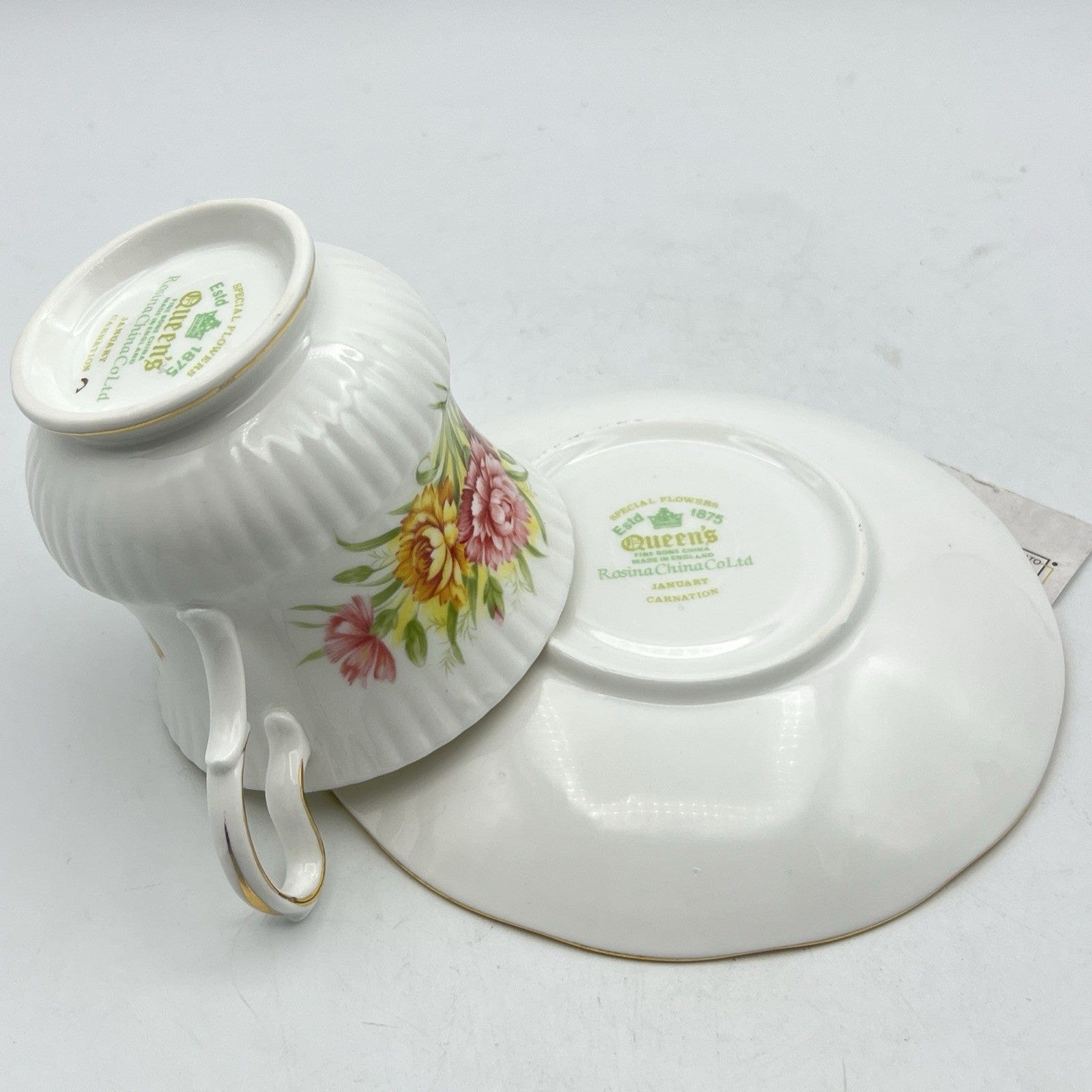 Tazza da the tè in porcellana Queen's mese tazzina inglese Gennaio 900 Rosina Categoria  Servizio tazze - Tazze
