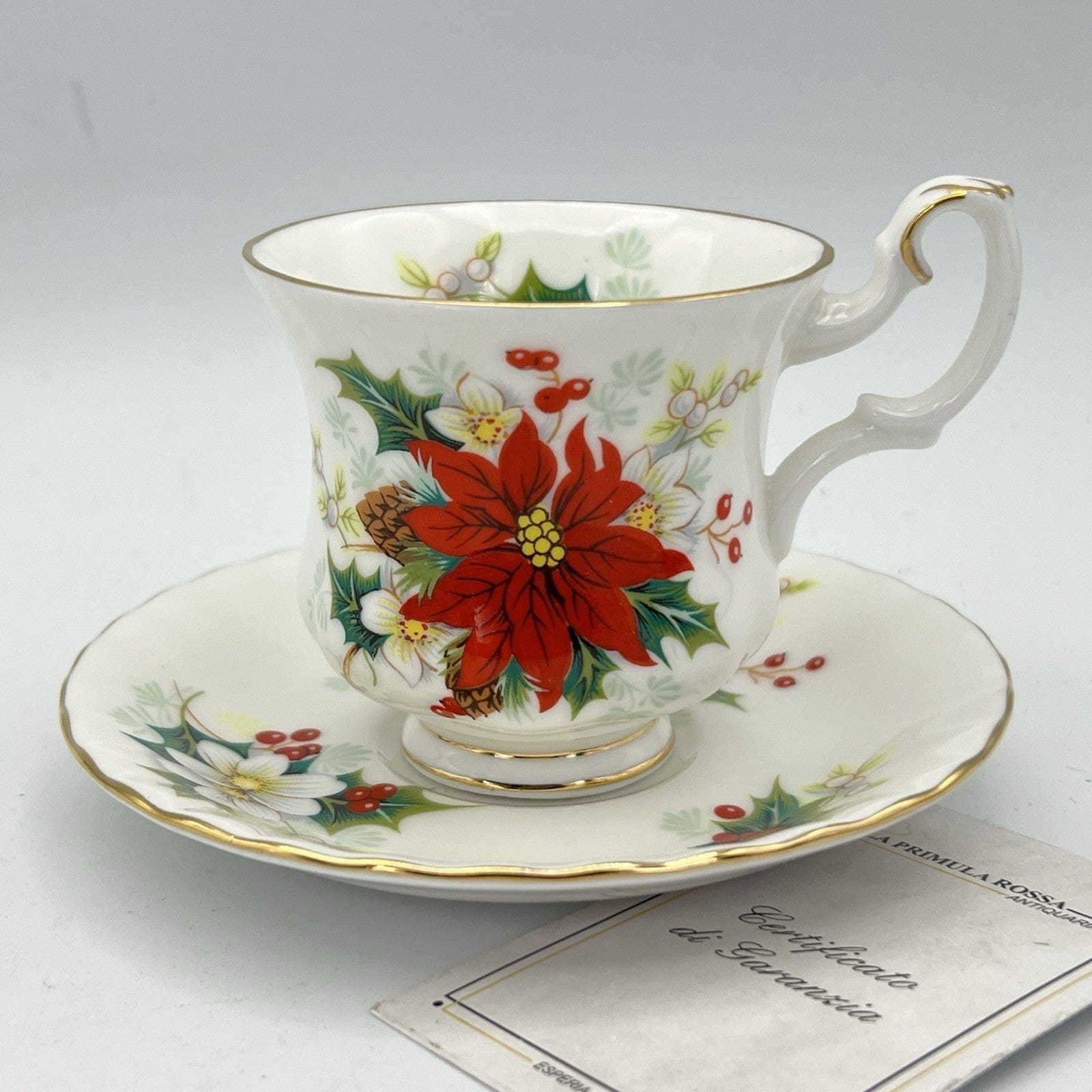 Tazza in porcellana Royal Albert tazzina da caffè inglese Natale Poinsettia 1976 Categoria  Servizio tazze - Tazze